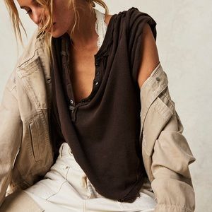 Free People Care Heritage Henley - Brown Size XS NWOT